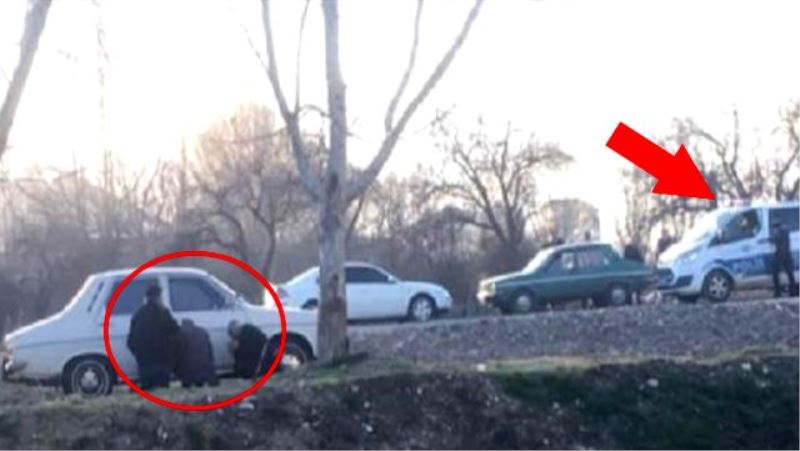 Dedeler polisi görünce böyle saklandılar!