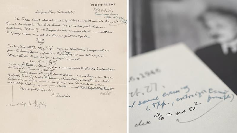 Einstein’in el yazısıyla yazdığı E=mc²